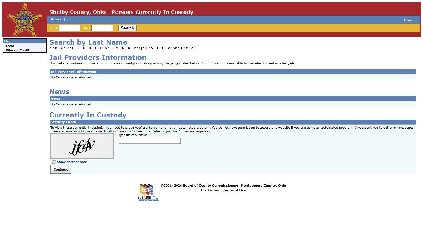 Shelby County, Ohio - Persons Currently In Custody