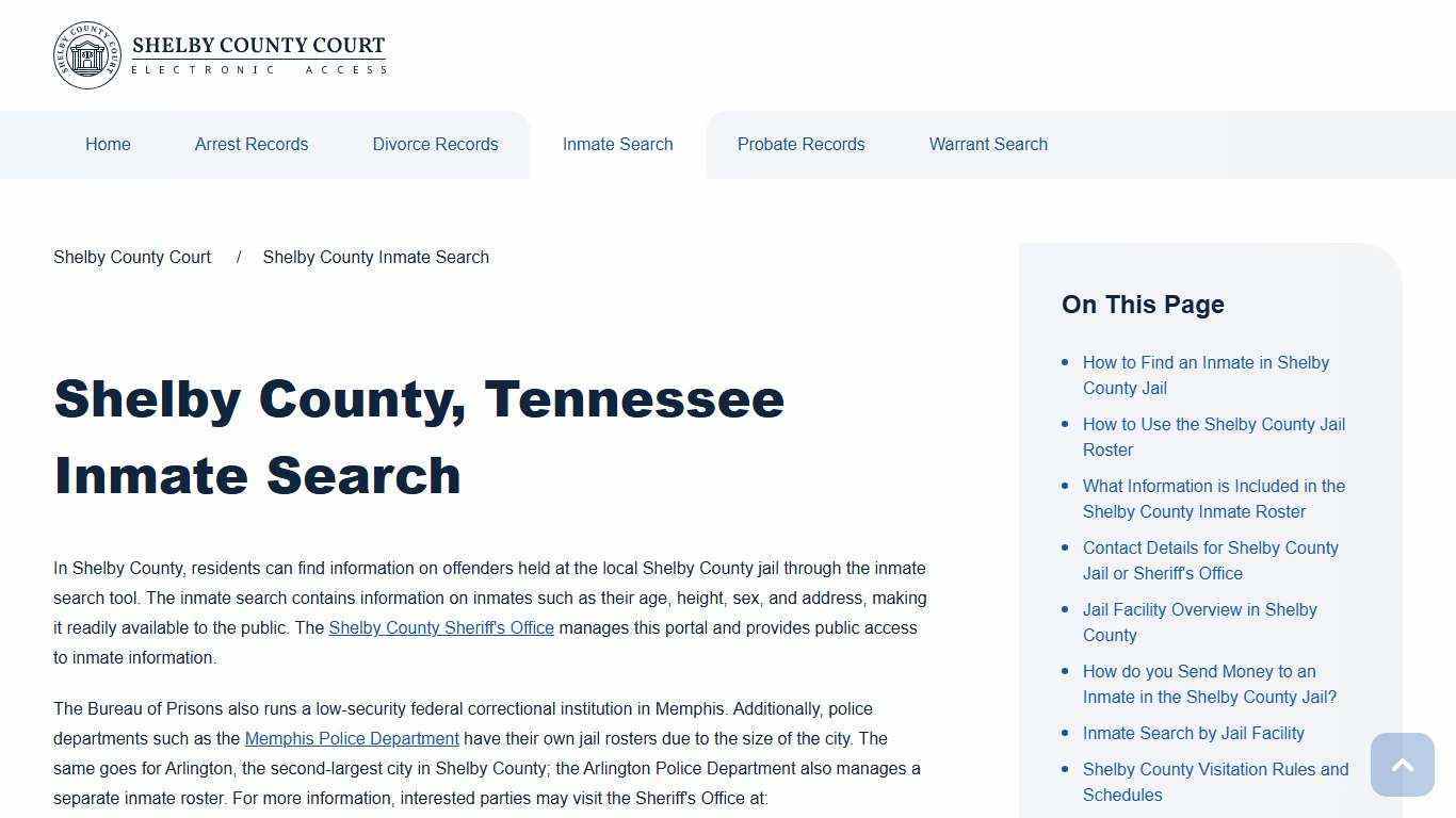 Shelby County Inmate Search | Shelby County Court